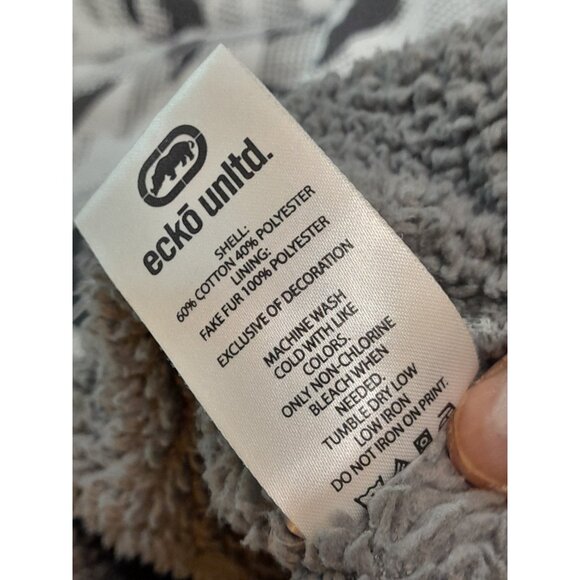 Ecko Unltd Mens Fleece Lined Camo Full Zip Size 5XL Hooded Jacket Gray Pockets - Picture 8 of 11